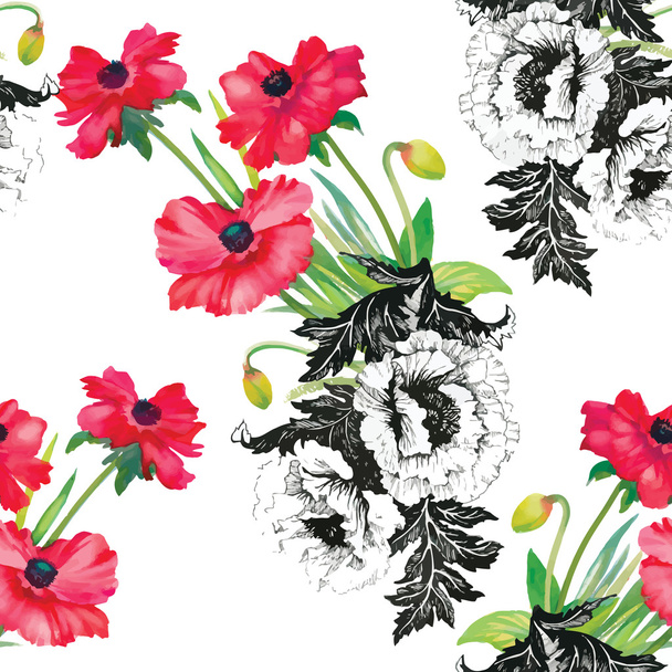 garden pattern with flowers - Vetor, Imagem