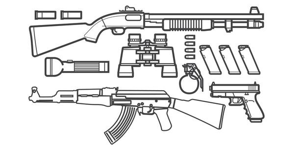 Σύνολο όπλο εικονίδια σκίτσο - Διάνυσμα, εικόνα