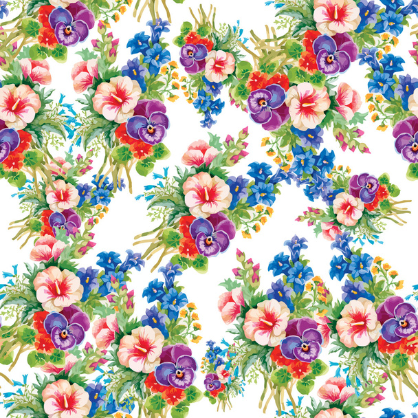 blooming flowers pattern - Wektor, obraz