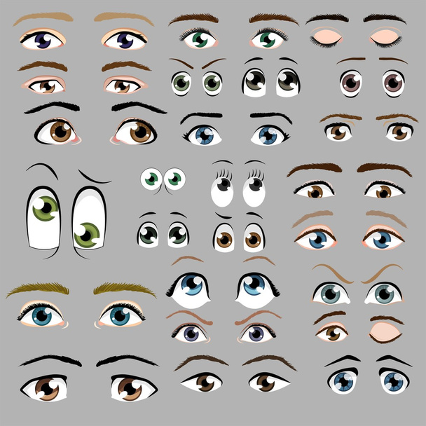 A collection of cartoon eyes - Vector, Image