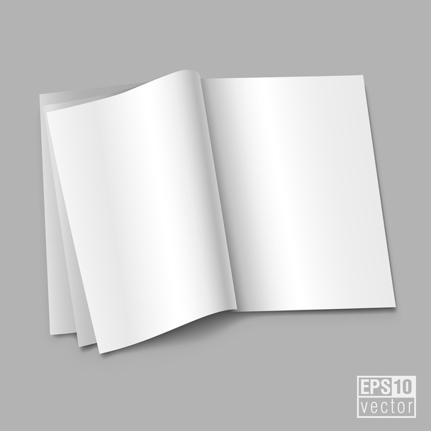 Ανοίξτε την διάδοση του βιβλίου με εικονογράφηση φορέας κενό λευκές σελίδες - Διάνυσμα, εικόνα