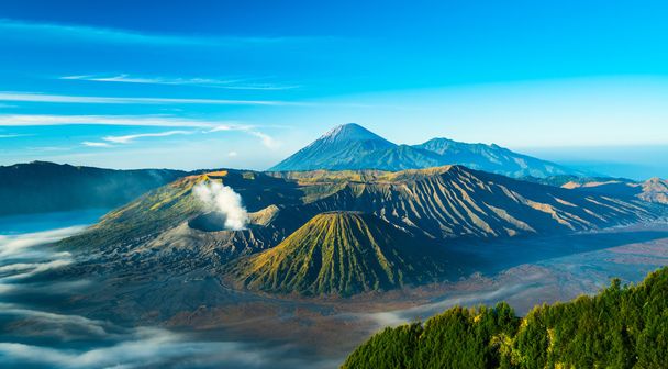 Mount Bromo volcano during sunrise, the magnificent view of Mt.  - Photo, Image