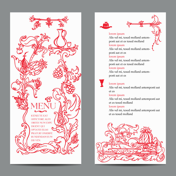 Restaurant menu design with vintage label - Vector, Image