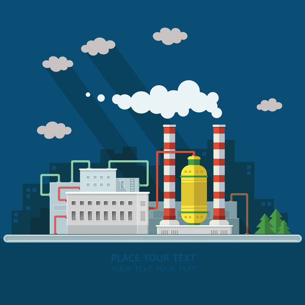 エコロジー コンセプト - 産業工場。フラット スタイル ベクトルによる細かい - ベクター画像
