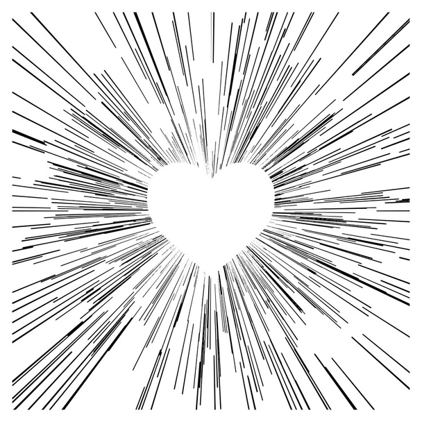 εικονογράφηση διανυσματικά αφηρημένη ταχύτητα κίνησης μαύρο γραμμές με καρδιά - Διάνυσμα, εικόνα
