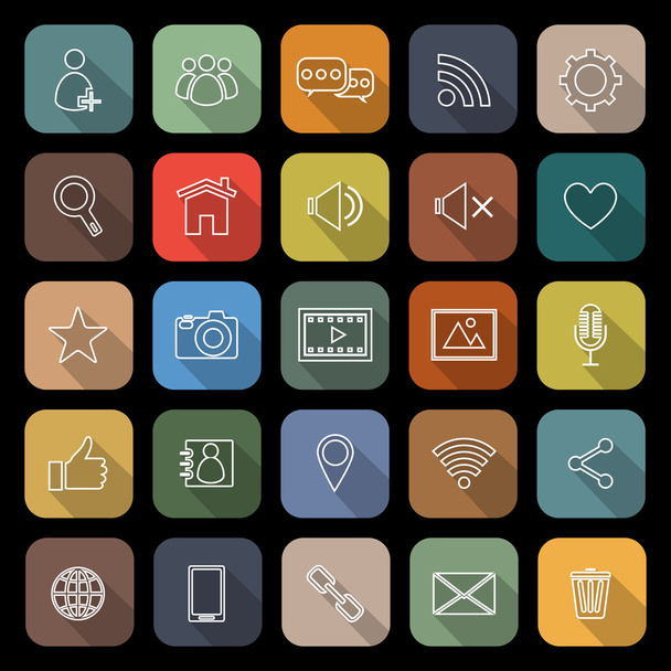 Chat line flat icons with long shadow - Vector, Image