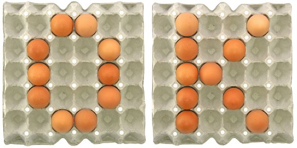 OK word from eggs in paper tray - Фото, изображение