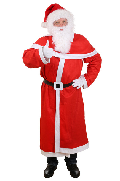 Papai Noel isolado retrato de comprimento total mostrando polegares para cima em C
 - Foto, Imagem