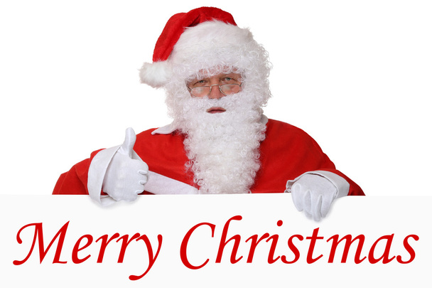 Buon Natale biglietto con Babbo Natale mostrando pollici in su
 - Foto, immagini