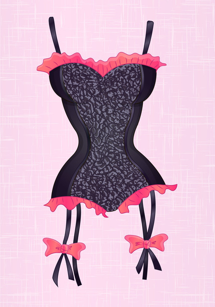 Sexy moda lingerie femminile, corsetto allacciatura erotico
 - Vettoriali, immagini