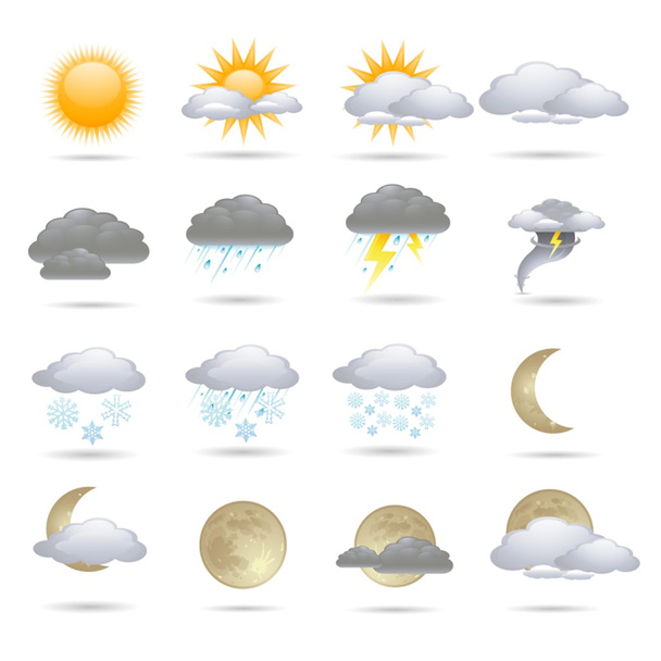 Meteorologie ikony nastavit; Vektorové ilustrace - Vektor, obrázek