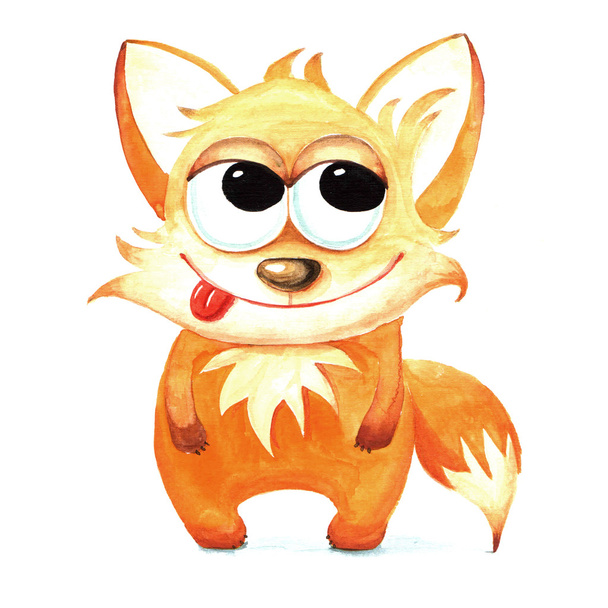 watercolor funny fox - Photo, Image