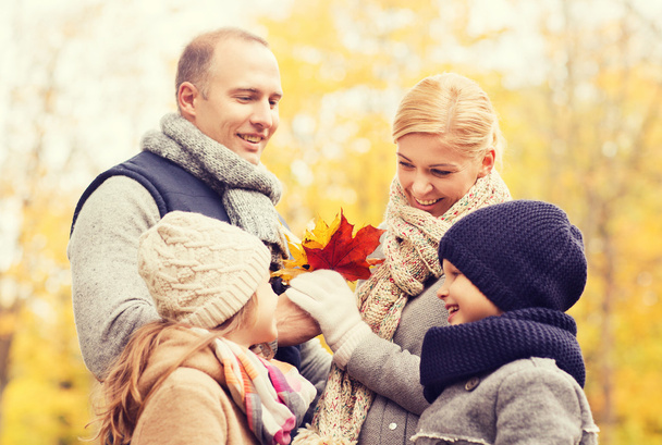 happy family in autumn park - Фото, изображение