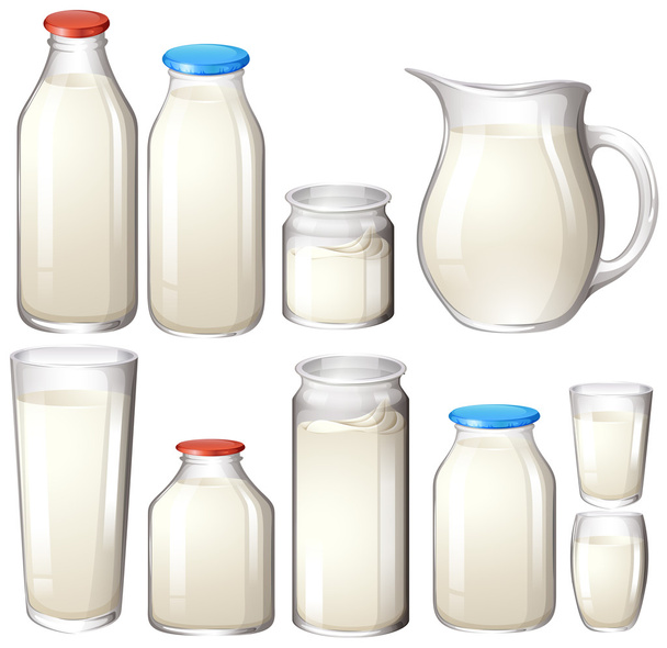 Beyaz süt ve içecek botles - Vektör, Görsel