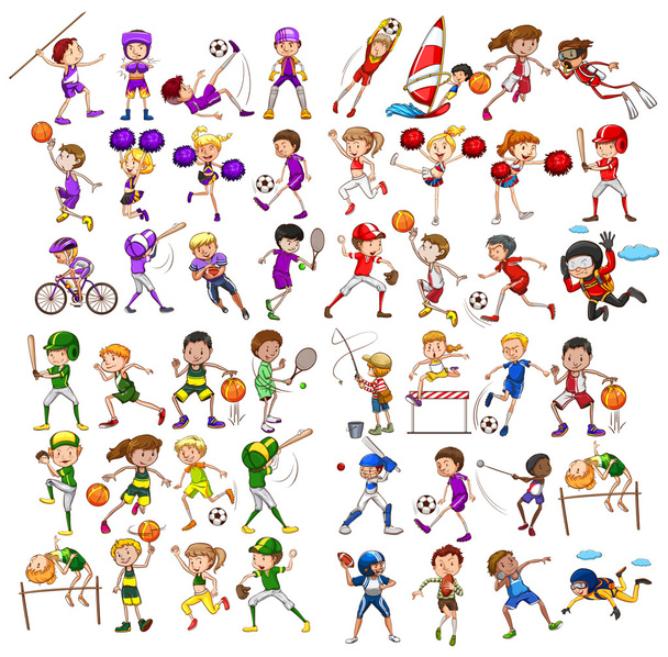 Kids playing various sports - Vector, Image