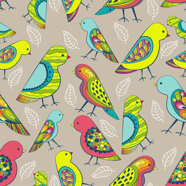 Seamless pattern with colorful bird - Vektör, Görsel