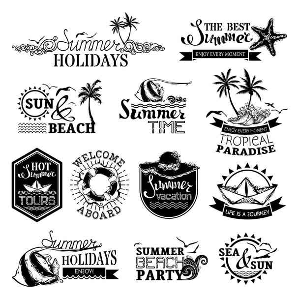 Vector set of summer and travel designs.  - Vector, Image