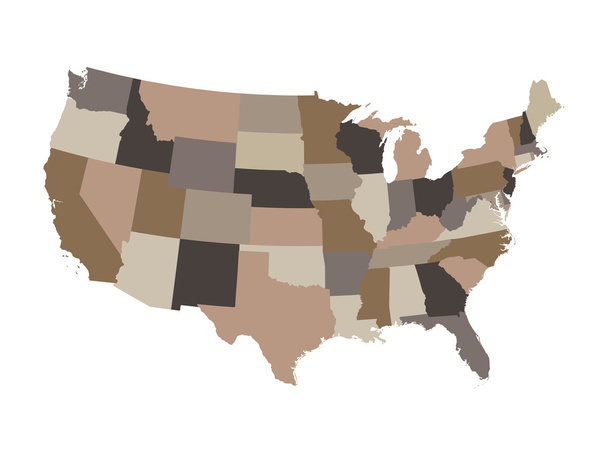 アメリカ合衆国のブラウン ベクトル マップ - ベクター画像