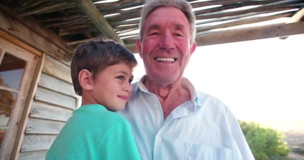 Grandfather and grandson smiling - Footage, Video