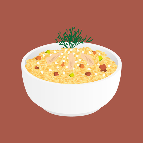 Fried Rice With Chicken and Vegetables - tyachun - Vector, Imagen