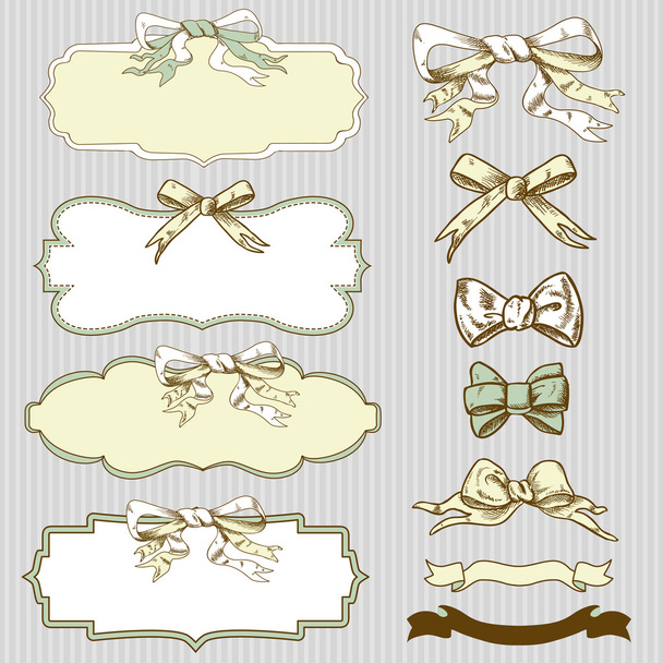 Vintage Frames and ribbons - Vector, Image