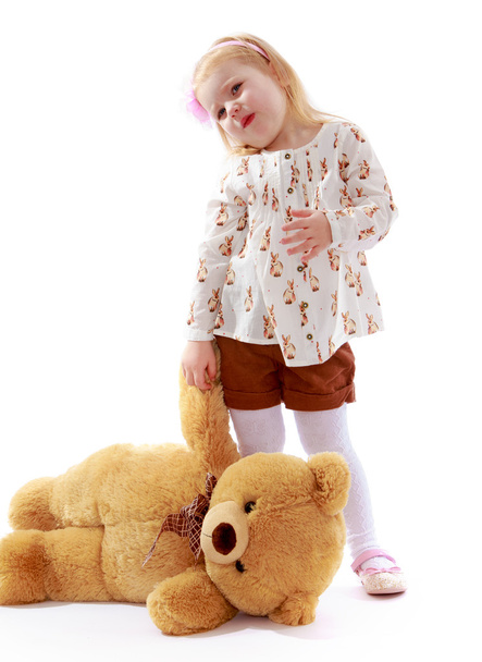 Girl with a Teddy bear - Foto, Imagem