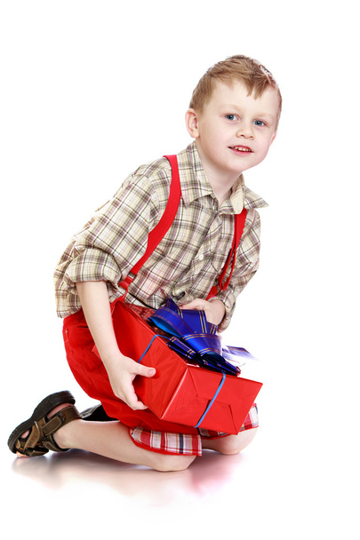 boy with a gift in hands - Fotó, kép