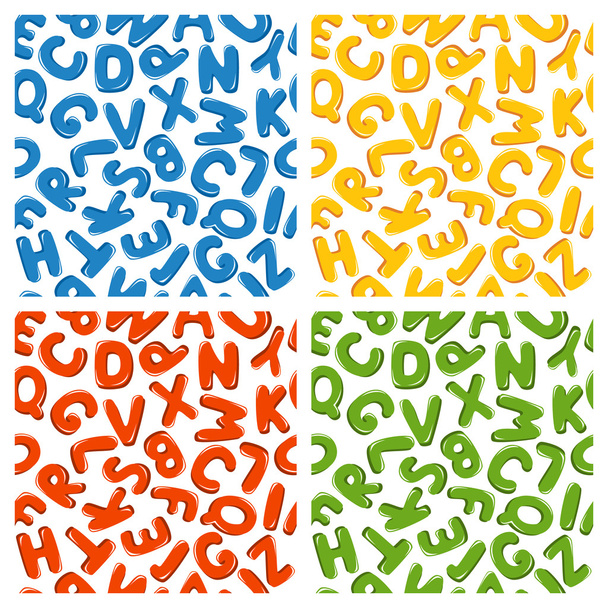 Alphabet letters, set of seamless backgrounds - Vetor, Imagem