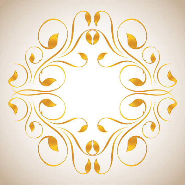 Vintage ornament in gold. Symmetric inward - Vector, Imagen