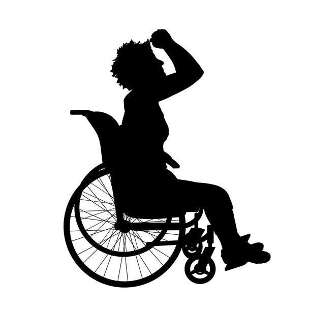 silhouette of a woman in a wheelchair - Vector, Image