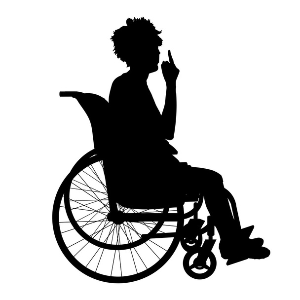 silhouet van een vrouw in een rolstoel - Vector, afbeelding