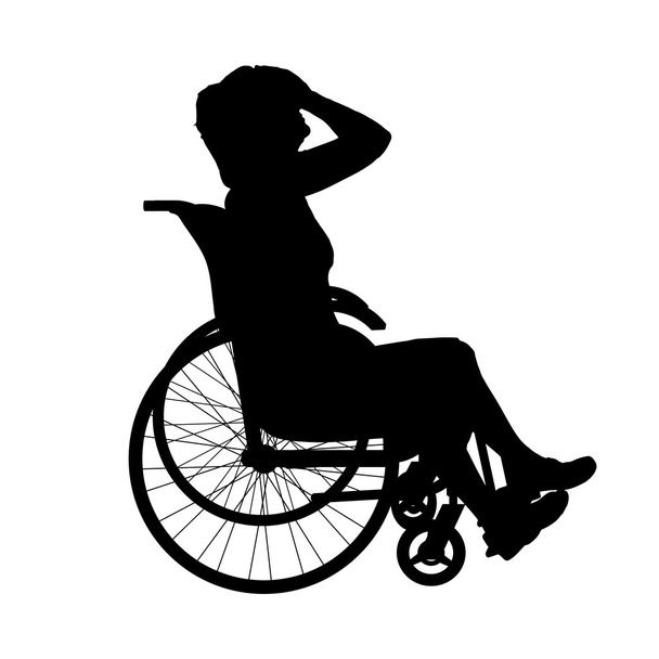 Tekerlekli sandalyedeki kadın silüeti - Vektör, Görsel