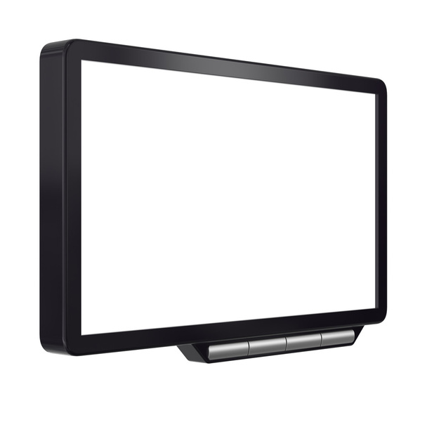 Streszczenie czarne komputer monitor na białym tle na białym tle. - Zdjęcie, obraz