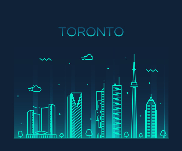 Toronto skyline trendy vector illustration linear - Вектор, зображення
