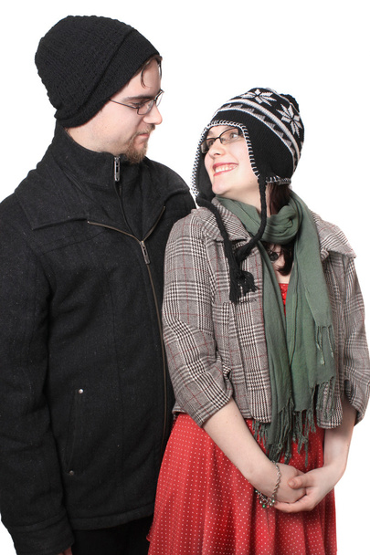 Cute young couple in winter wear - Foto, Imagem