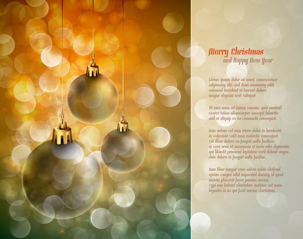 Boże Narodzenie tło z błyszczący globusy i musujące światła | Gr - Wektor, obraz