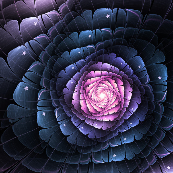 Flor fractal escura, arte digital para design gráfico criativo - Foto, Imagem