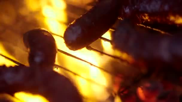 Ζεστό μπάρμπεκιου λουκάνικο - αρχειακό υλικό - Πλάνα, βίντεο