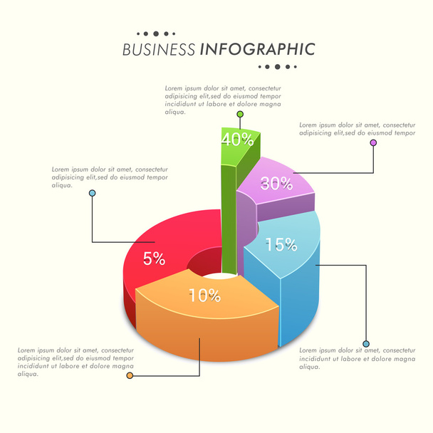 3D Infographic pie chart for business. - Vetor, Imagem