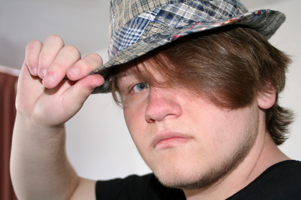 Teen Boy Tipping Hat - Photo, Image