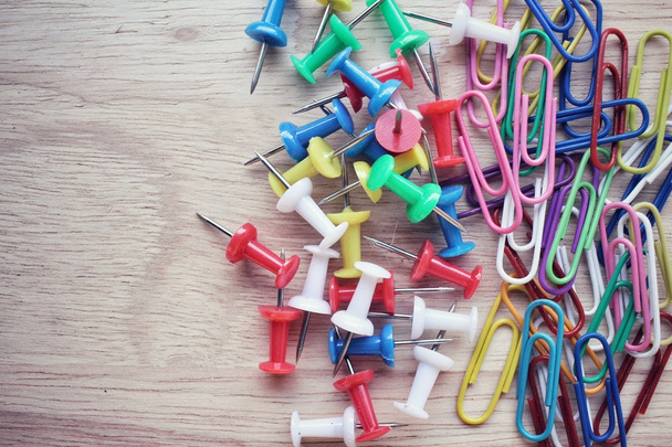 Set of push pins and paper clips - Photo, Image