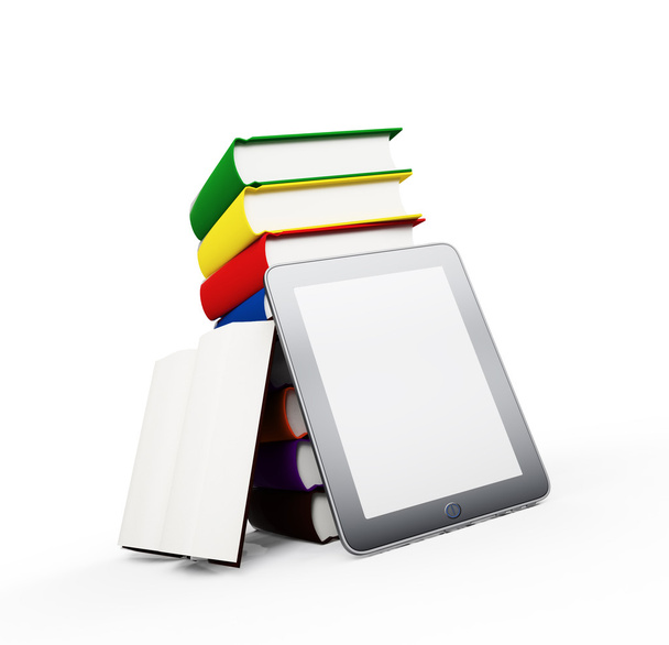 Una tableta con libros - ebook publicación
 - Foto, imagen