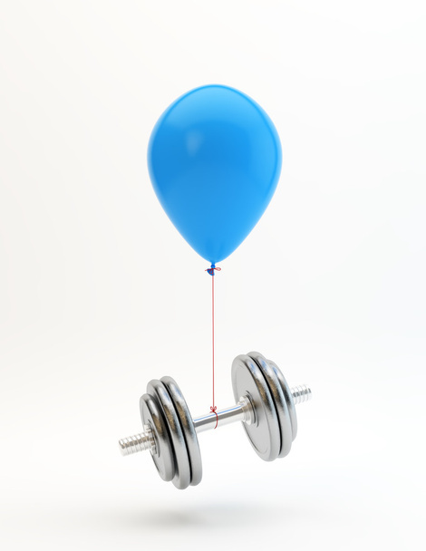 Ballon bleu soulevant un haltère lourd
 - Photo, image