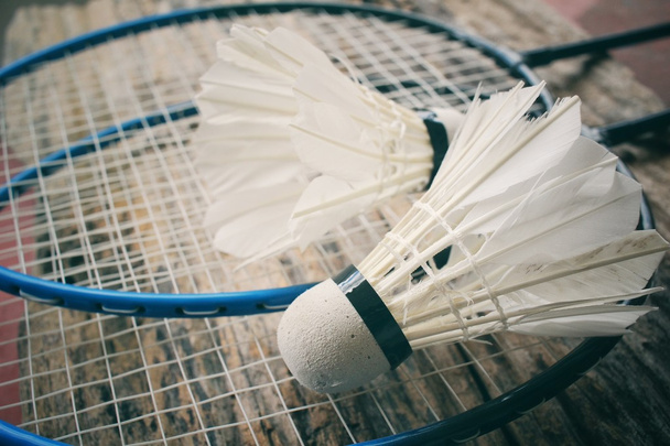 Lotki z rakiety do badmintona. - Zdjęcie, obraz
