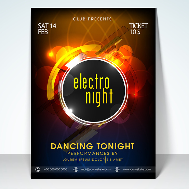 Electro night party celebration flyer. - Διάνυσμα, εικόνα