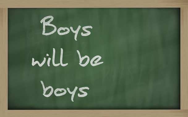 " Chlapci budou chlapci "napsaní na tabuli - Fotografie, Obrázek