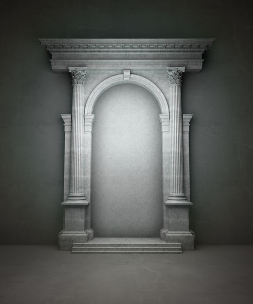 klasyczny portal z korynckimi kolumnami i arcade - Zdjęcie, obraz