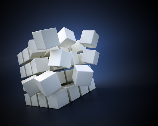 Ilustración de cubos voladores abstractos 3D
 - Foto, imagen