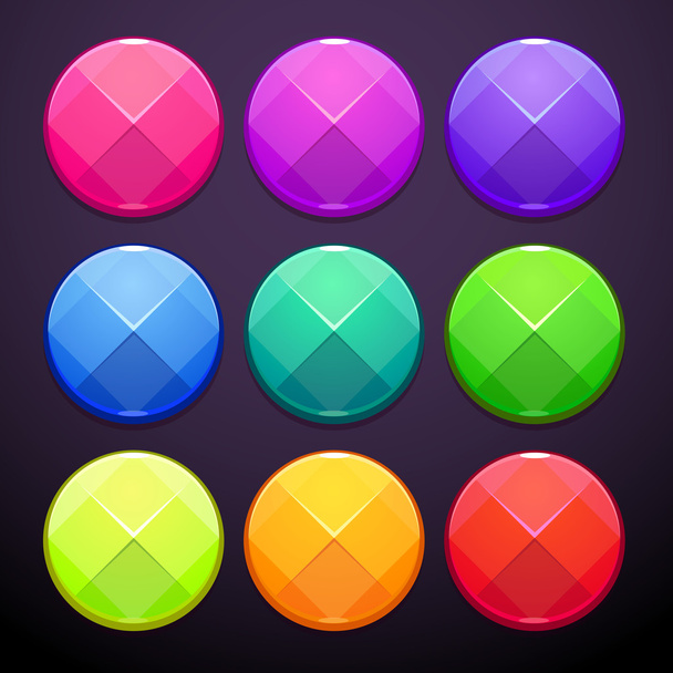 Faceted round buttons - Vector, Image