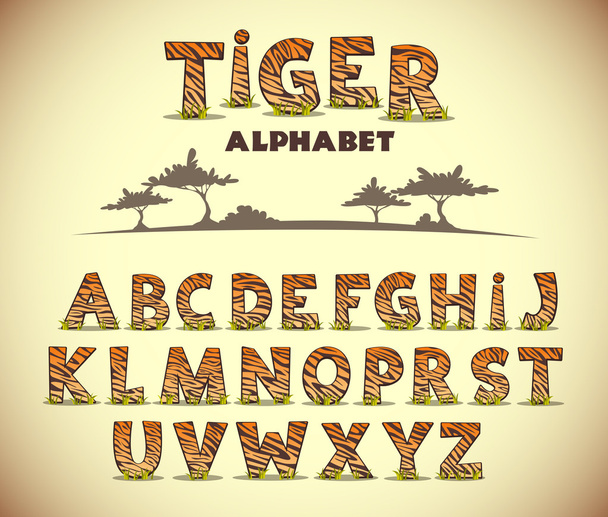 Tiger alphabet - Vector, afbeelding